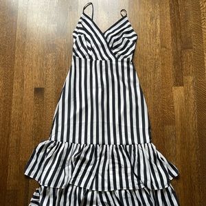 Black and white striped maxi dress